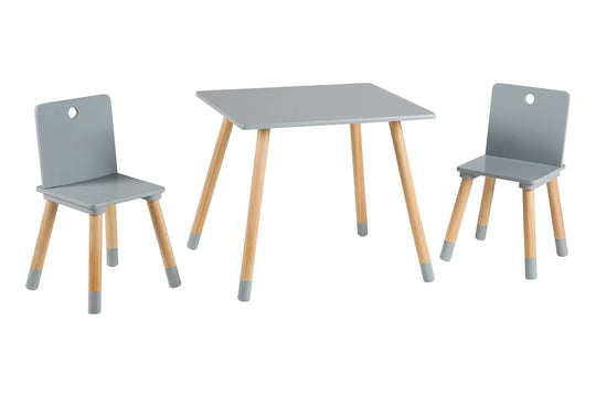 Kindersitzgruppe, Kindermöbel Set, 2 Kinderstühle & 1 Tisch, Sitzgarnitur Holz, grau lackiert – Sonderbild (8/10)