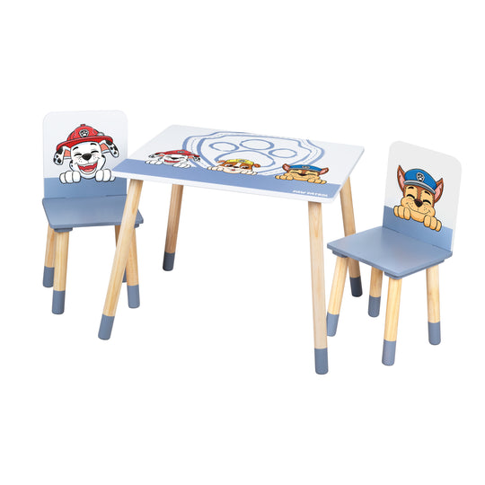 Kindersitzgruppe 'Paw Patrol' - 2 Stühle + 1 Tisch - Motiv der Serie - Holz weiß / natur – Freisteller (1/8)