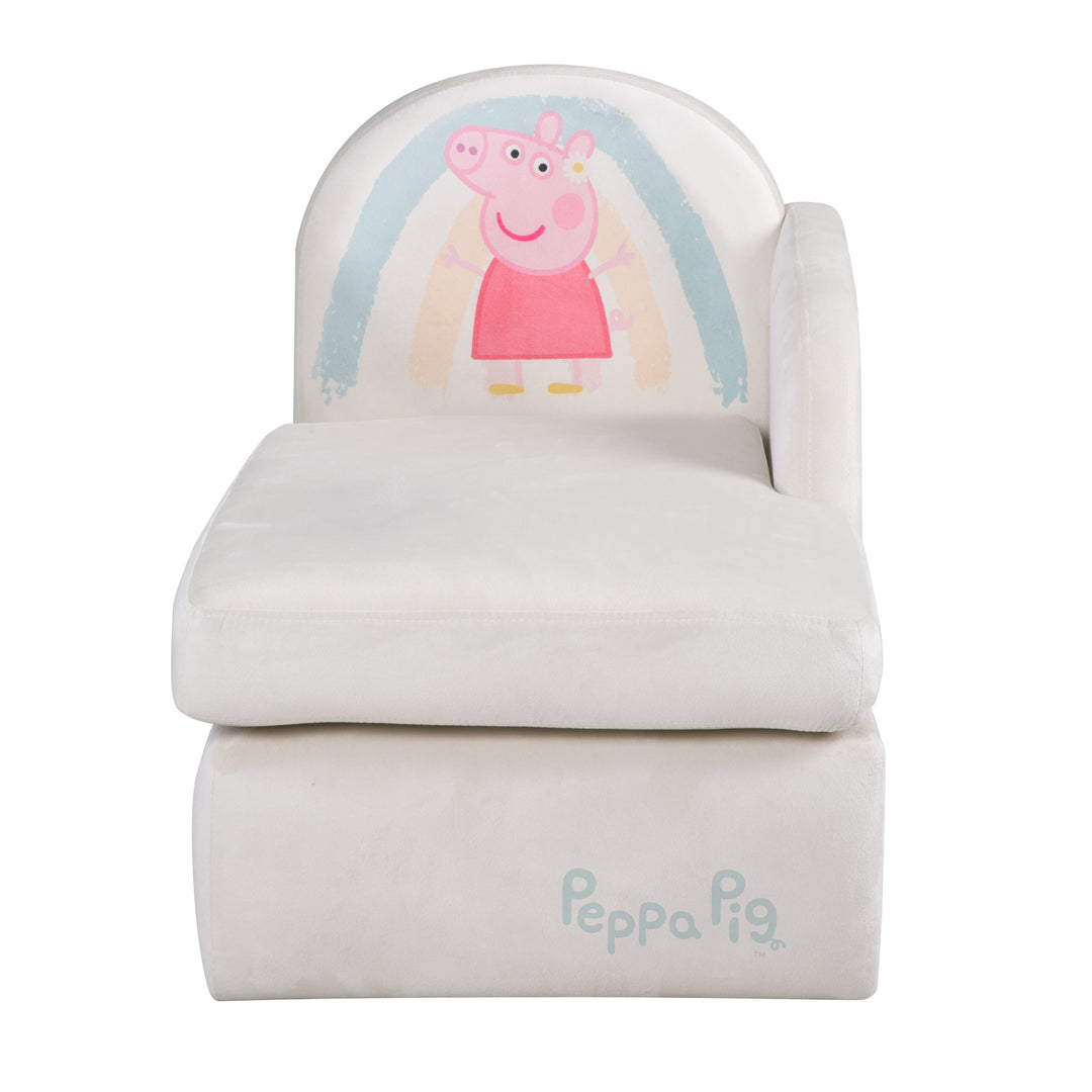 Kinderloungesofa 'Peppa Pig' mit Armlehne - Samtbezug beige - Peppa Print – Freisteller (3/7)