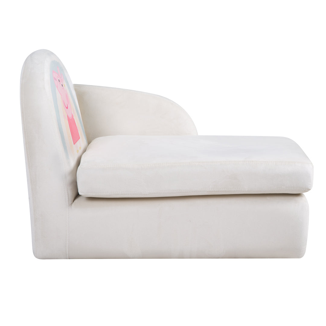 Kinderloungesofa 'Peppa Pig' mit Armlehne - Samtbezug beige - Peppa Print – Freisteller (5/7)