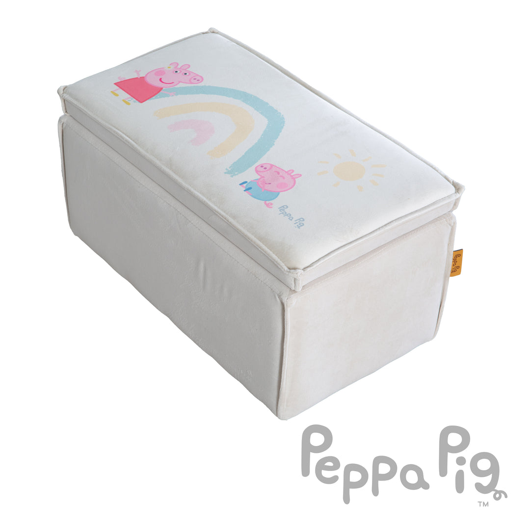 Kinderhocker 'Peppa Pig' mit Aufbewahrungsfunktion - Samtbezug in Beige – Freisteller (9/9)
