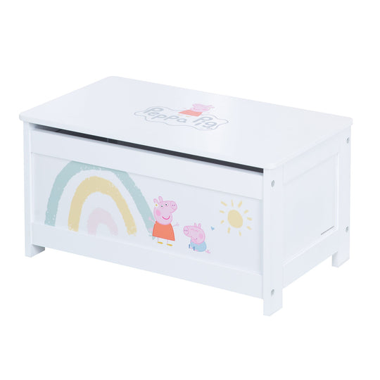 Spielzeugtruhe 'Peppa Pig' aus Holz - Klappbare Sitzfläche - Weiß / Rosa – Freisteller (1/7)