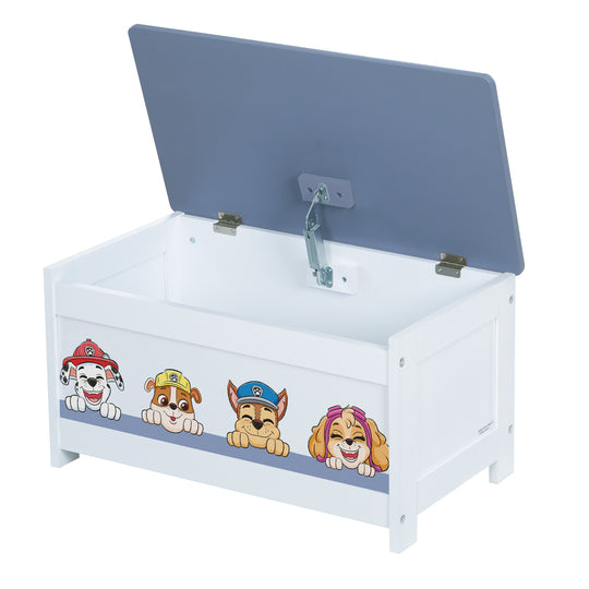 Spielzeugtruhe 'Paw Patrol' aus Holz - Klappbare Sitzfläche - Weiß / Blau – Freisteller (4/8)