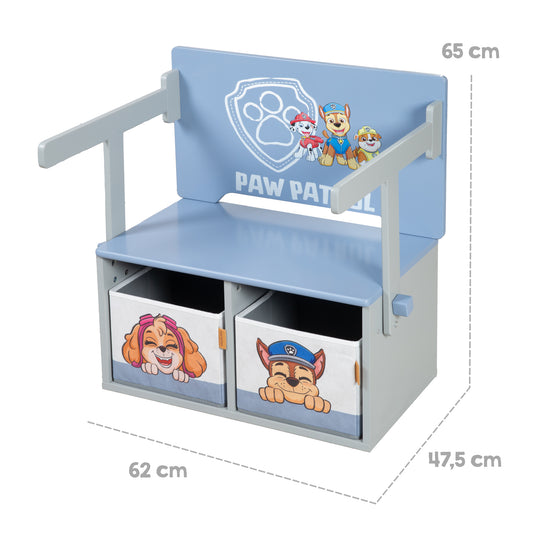 Klappbare Sitzbank 'Paw Patrol' + Canvas Boxen - Umbaubar zum Schulpult – Infografik (6/18)