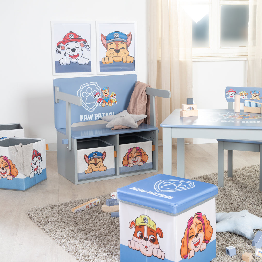 Klappbare Sitzbank 'Paw Patrol' + Canvas Boxen - Umbaubar zum Schulpult – Milieubild (11/18)