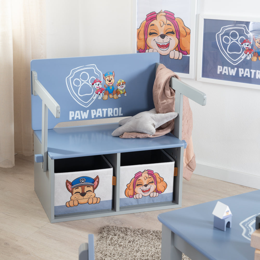 Klappbare Sitzbank 'Paw Patrol' + Canvas Boxen - Umbaubar zum Schulpult – Milieubild (15/18)