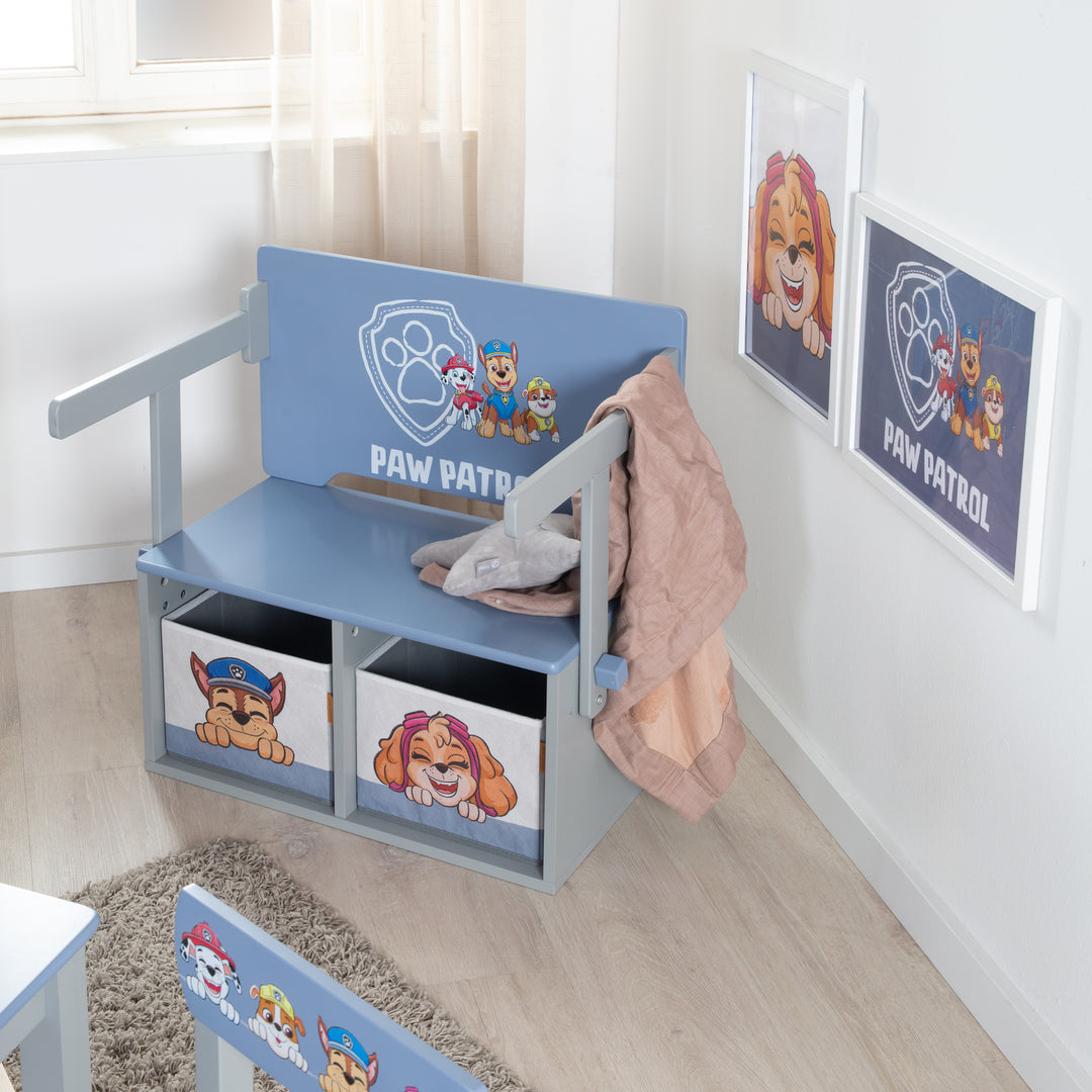 Klappbare Sitzbank 'Paw Patrol' + Canvas Boxen - Umbaubar zum Schulpult – Milieubild (16/18)