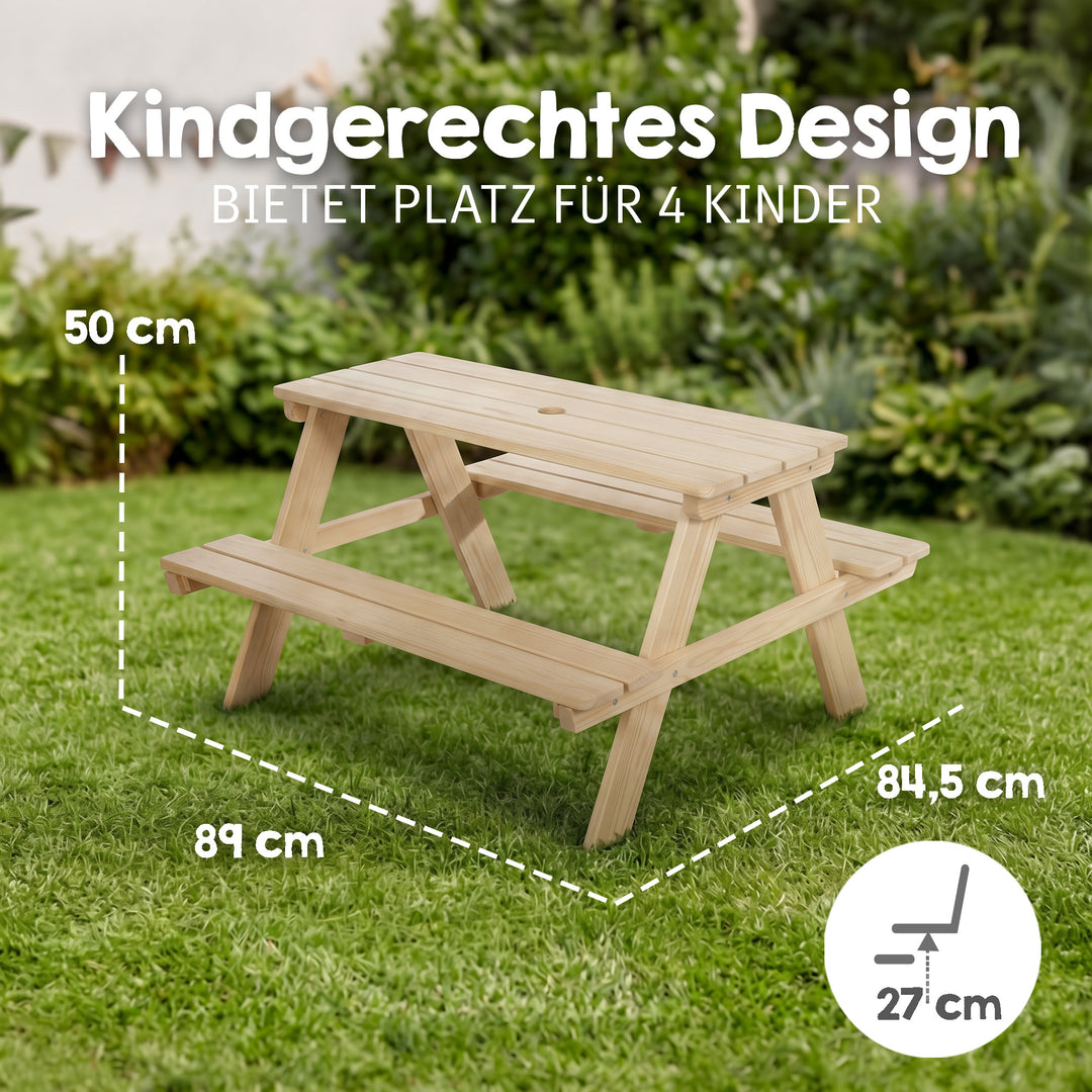Children's Seating Set 'Outdoor+', Seating Set 'Picknick for 4', Solid Wood - Natural – Infographic (7/9)