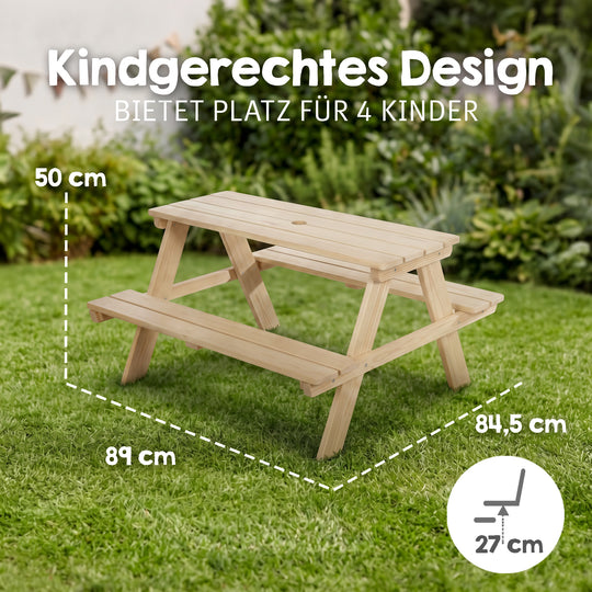 Children's Seating Set 'Outdoor+', Seating Set 'Picknick for 4', Solid Wood - Natural – Infographic (7/9)