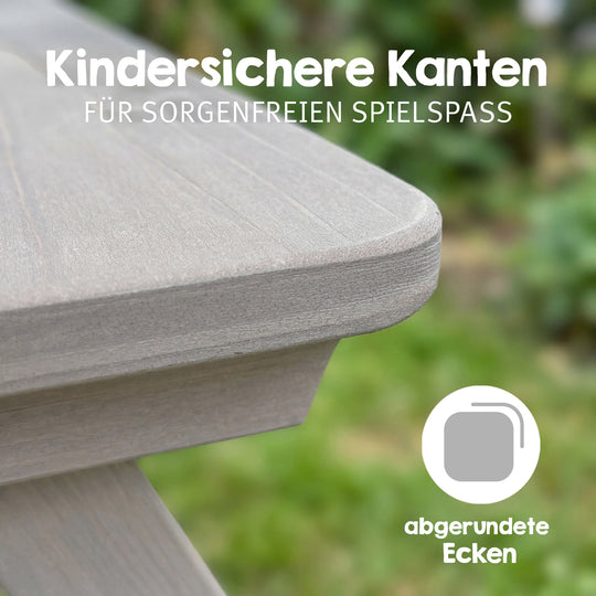 Set de mesa y sillas infantil 'Play' con bandejas de juego, resistente a la intemperie madera maciza, set de mesa y sillas & mesa de barro - Gris – Infografía (4/13)