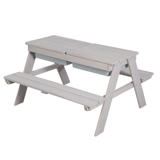 Set de mesa y sillas infantil 'Play' con bandejas de juego, resistente a la intemperie madera maciza, set de mesa y sillas & mesa de barro - Gris – Recorte (3/13)