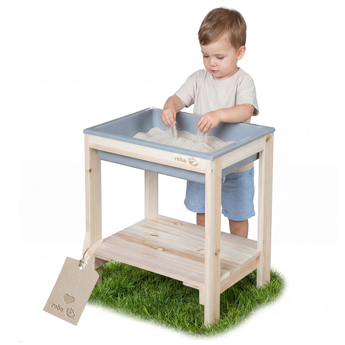 Outdoor+ Play Table 'Tiny', Solid Wood, Sand & Mud Kitchen Table - Natural – Product Image (1/9)