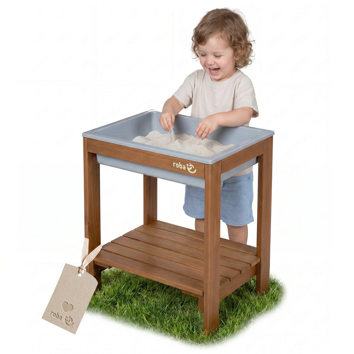 Outdoor+ Spieltisch 'Tiny', Massivholz, Sand- & Matschtisch - Teakfarben lasiert – Produktbild (1/8)