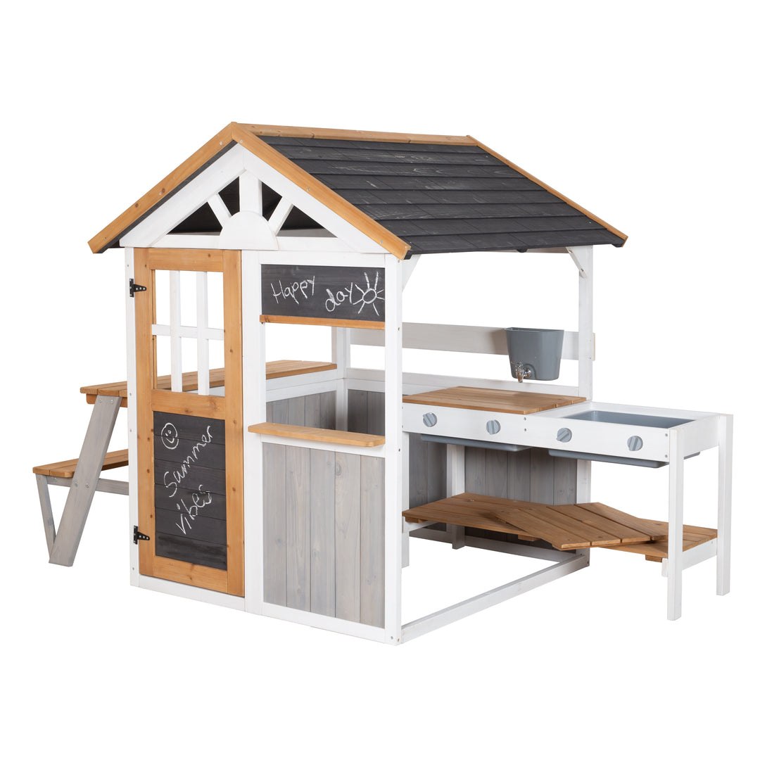 Casita de jardín completo incl. cocina de juguete + mesa de picnic - Madera barnizada multicolor – Recorte (6/11)