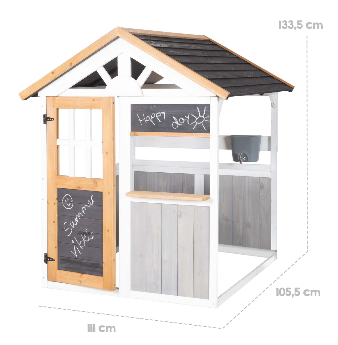 Casita de jardín completo incl. cocina de juguete + mesa de picnic - Madera barnizada multicolor – Infografía (9/11)