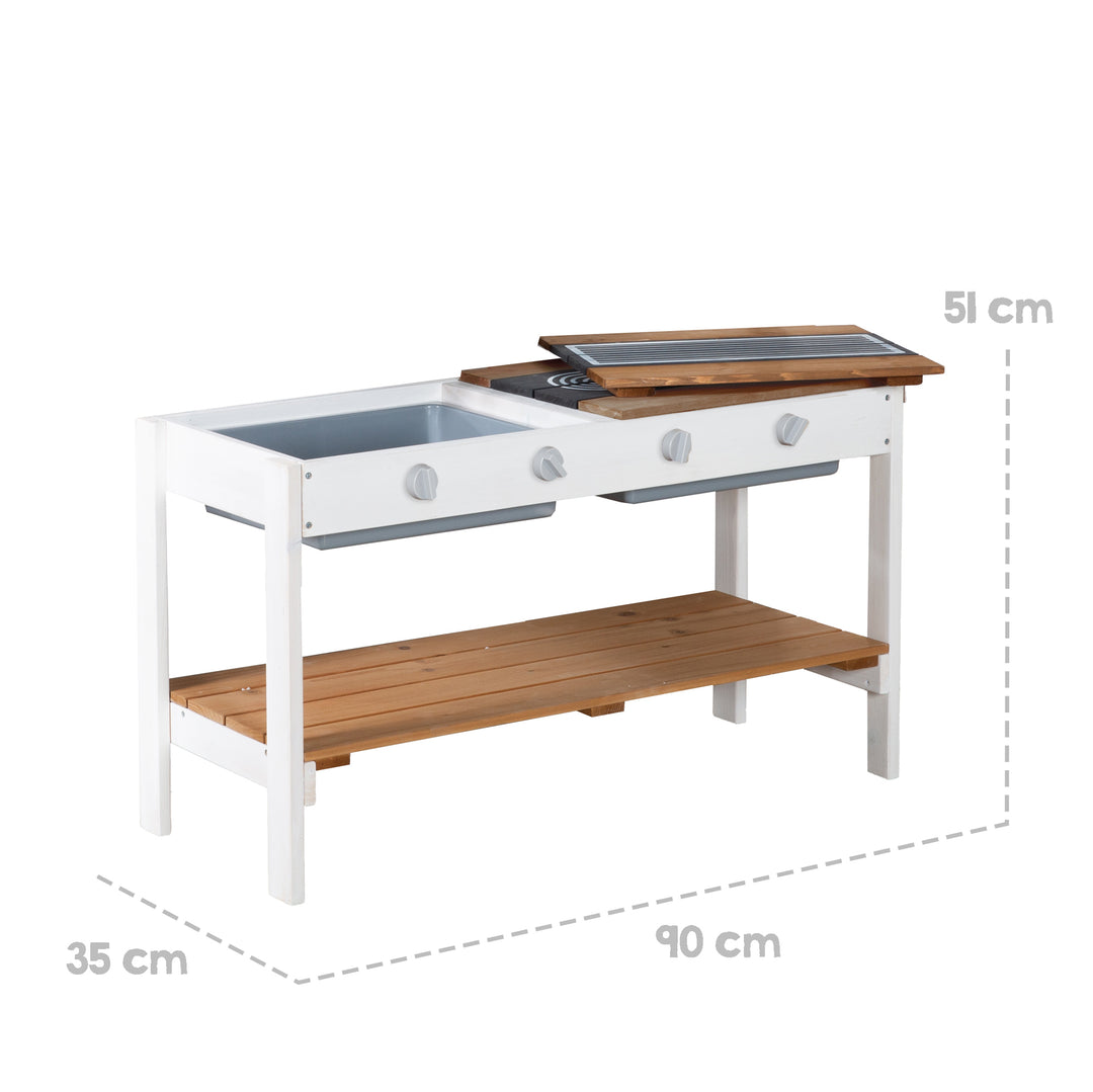 Casita de jardín completo incl. cocina de juguete + mesa de picnic - Madera barnizada multicolor – Infografía (10/11)