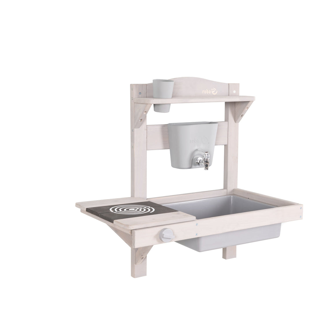 Mud Kitchen for Hanging incl. Accessories - FSC-Certified Wood - Grey Glazed – Infographic (4/10)