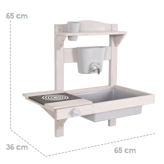 Mud Kitchen for Hanging incl. Accessories - FSC-Certified Wood - Grey Glazed – Infographic (5/10)