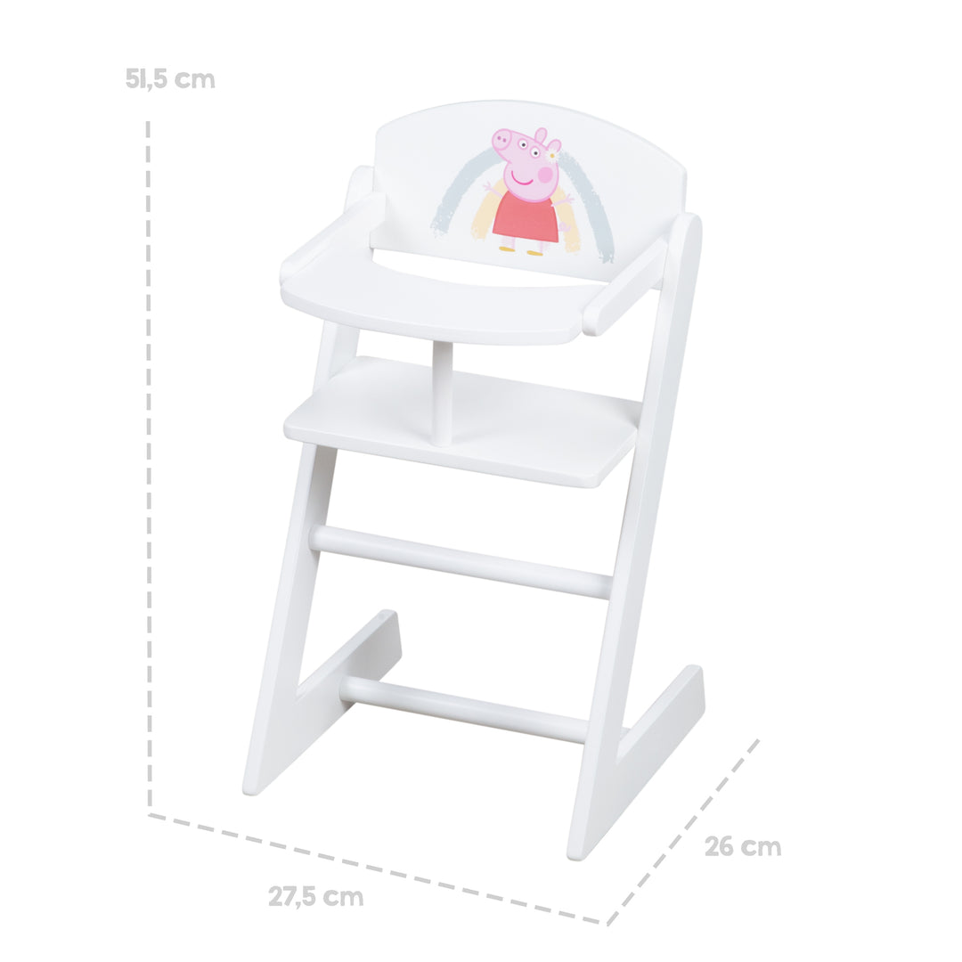 Puppenhochstuhl 'Peppa Pig' für Babypuppen - Stuhl aus weiß lackiertem Holz – Infografik (4/5)