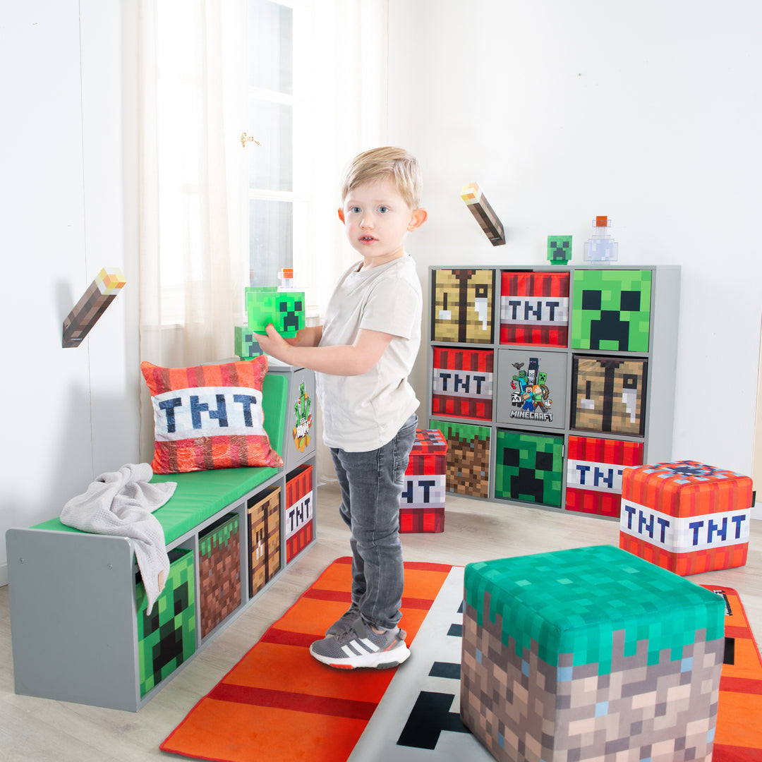 Pouf & Ottomane 'Minecraft' 2er Set - Gepolsterte Sitzfläche - Gras / TNT – Milieubild (11/11)