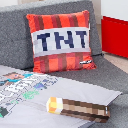 Decorative Cushion 'Minecraft' incl. Filling - TNT - Velvet Fabric – Lifestyle Image (2/8)