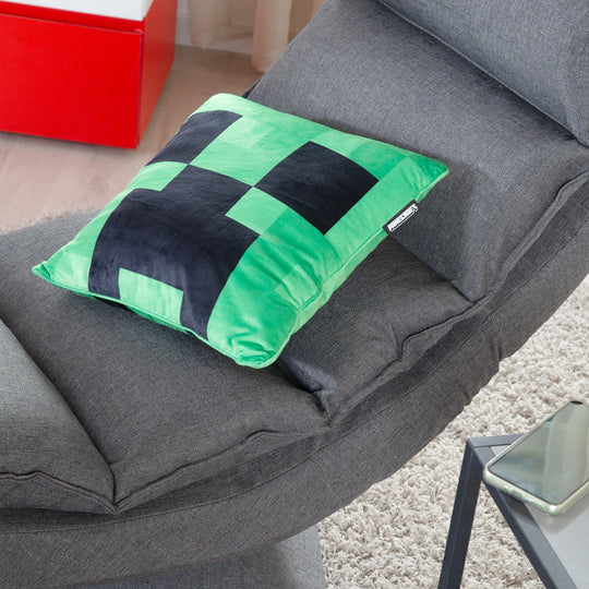 Coussin décoratif 'Minecraft' avec rembourrage - Creeper - Tissu velours – Photo d'ambiance (6/7)