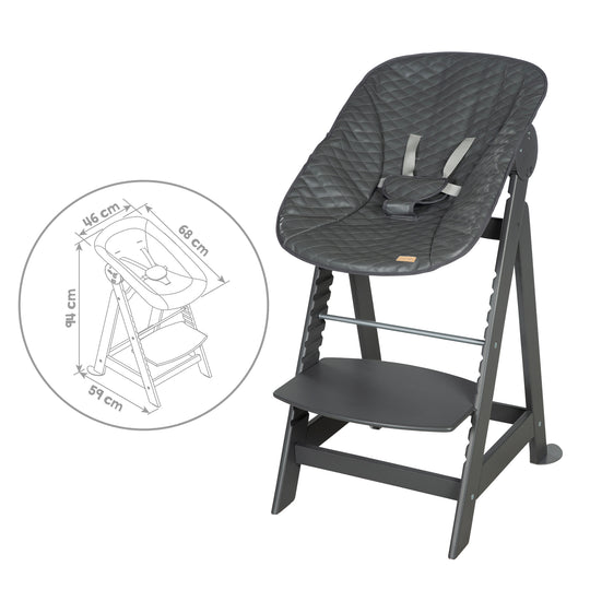 Hochstuhl Set 2in1 'Born Up' - Treppenhochstuhl 'Sit Up' + Aufsatz 'Graphite gesteppt' - Anthrazit – Infografik (7/15)