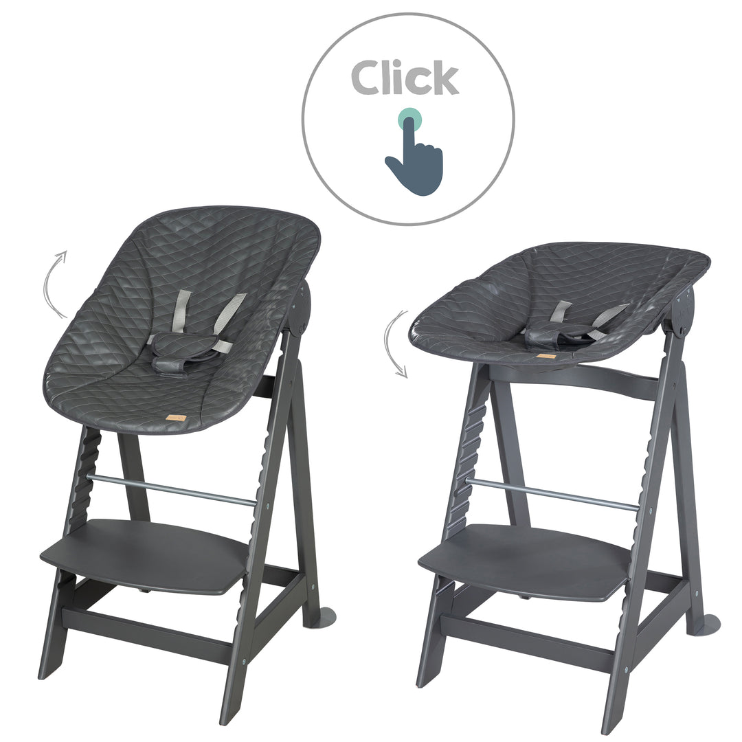 Hochstuhl Set 2in1 'Born Up' - Treppenhochstuhl 'Sit Up' + Aufsatz 'Graphite gesteppt' - Anthrazit – Infografik (10/15)