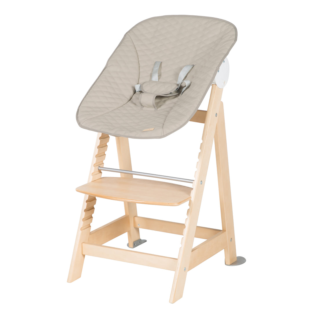 Hochstuhl Set 2in1 'Born Up' - Treppenhochstuhl 'Sit Up' + Aufsatz 'Greyish gesteppt - Natur – Freisteller (7/25)