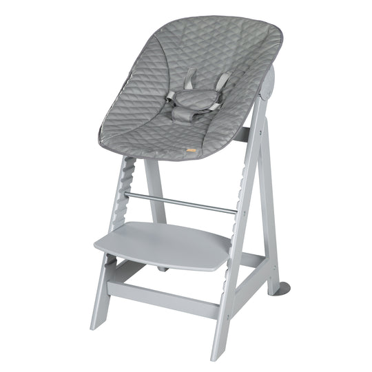 High Chair Set 2in1 'Born Up' - Step High Chair 'Sit Up' + Attachment 'Stone quilted' - Grey – Cutout (3/16)