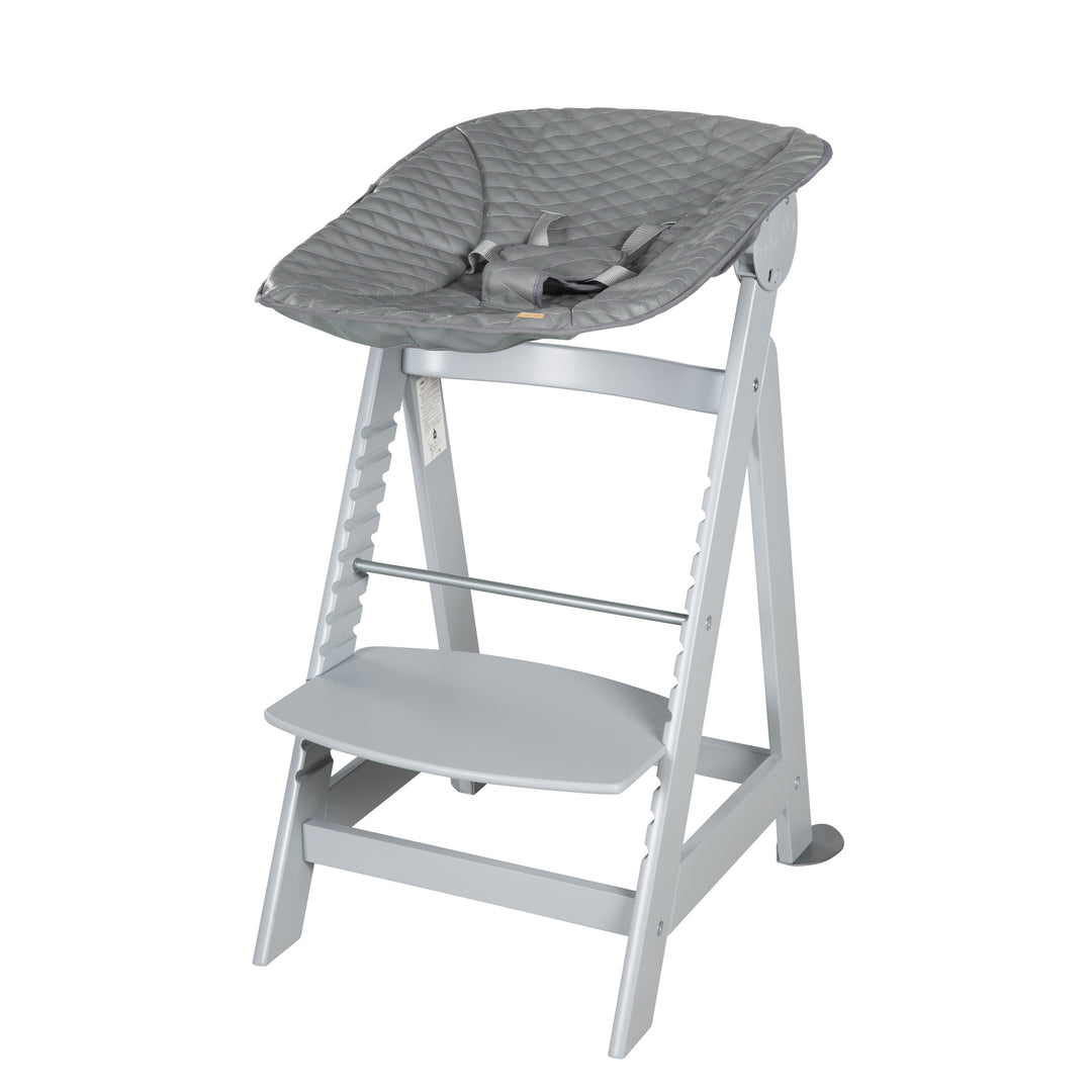 High Chair Set 2in1 'Born Up' - Step High Chair 'Sit Up' + Attachment 'Stone quilted' - Grey – Cutout (4/16)