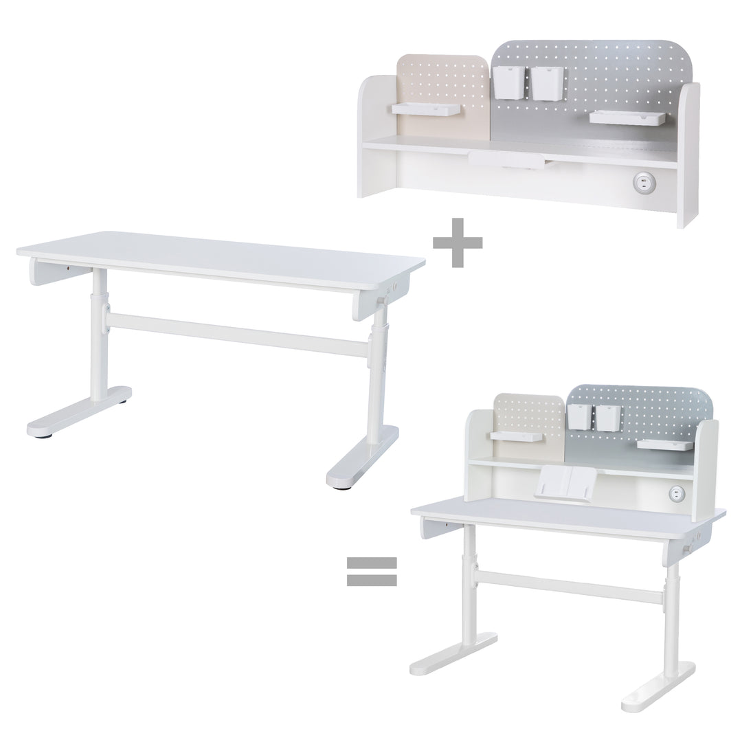 Scrivania per bambini basic - Regolabile in altezza - Ergonomico design - Senza cassetto - Bianco – Infografica (11/12)