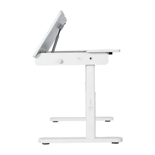 Kinderschreibtisch mit Schublade - Höhenverstellbar - Ergonomisches Design mit Stauraum & neigbarer Arbeitsfläche - Weiß – Freisteller (4/19)