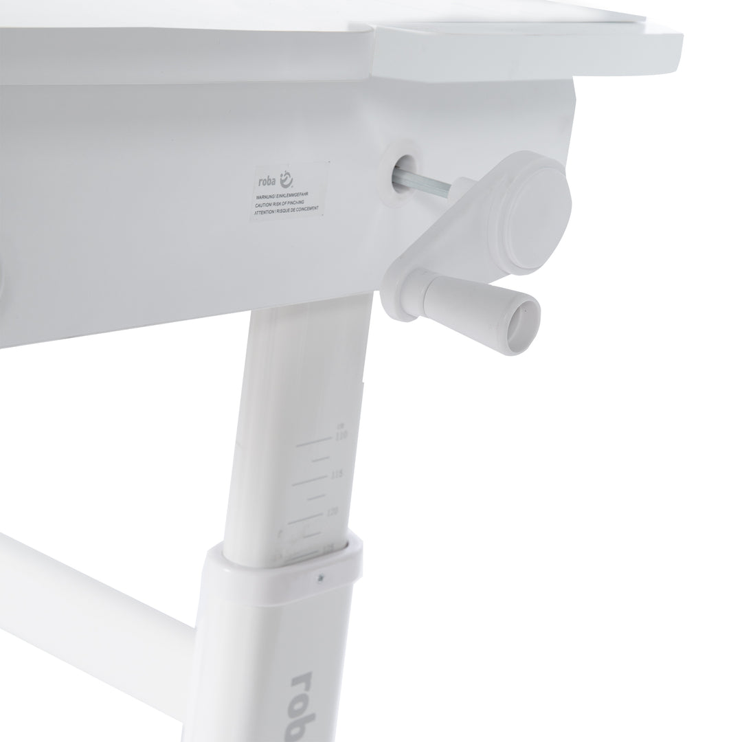 Kinderschreibtisch mit Schublade - Höhenverstellbar - Ergonomisches Design mit Stauraum & neigbarer Arbeitsfläche - Weiß – Detailbild (7/19)