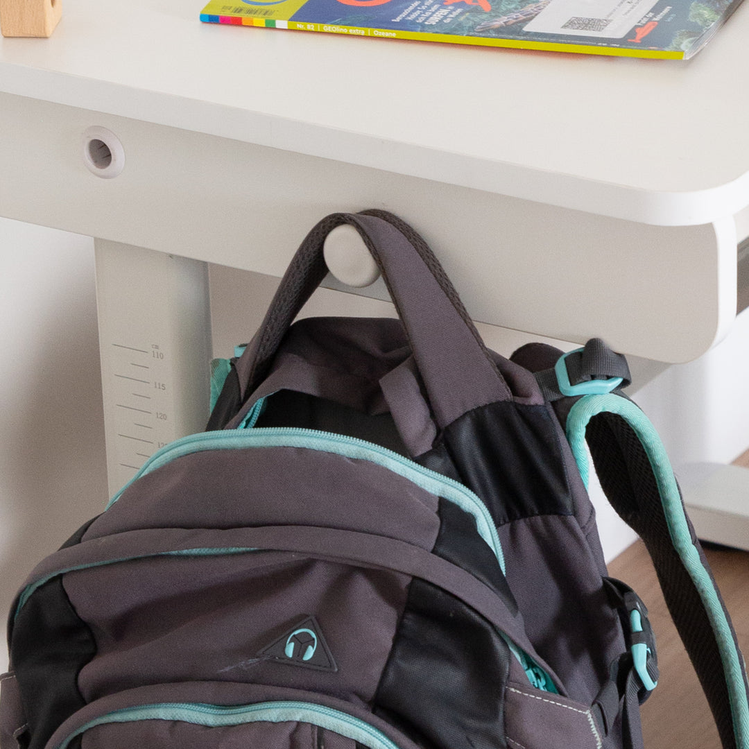 Kinderschreibtisch mit Schublade - Höhenverstellbar - Ergonomisches Design mit Stauraum & neigbarer Arbeitsfläche - Weiß – Detailbild (13/19)
