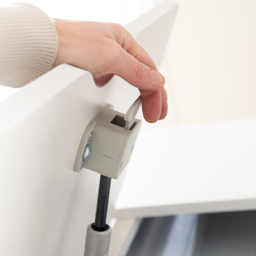 Kinderschreibtisch mit Schublade - Höhenverstellbar - Ergonomisches Design mit Stauraum & neigbarer Arbeitsfläche - Weiß – Detailbild (14/19)