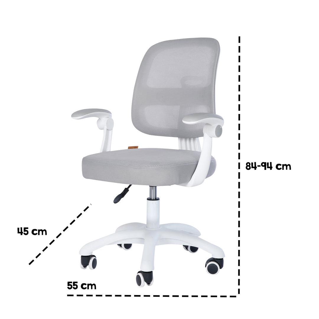 Silla de oficina infantil smart grow 2D- ergonómico silla giratoria - Regulable en altura - Blanco / gris – Infografía (24/36)