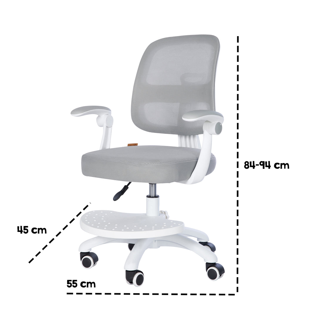 Silla de oficina infantil smart grow 2D- ergonómico silla giratoria - Regulable en altura - Blanco / gris – Infografía (34/36)