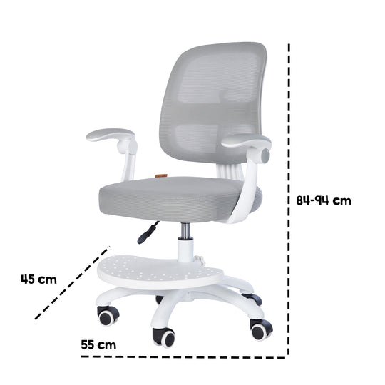 Silla de oficina infantil smart grow 2D- ergonómico silla giratoria - Regulable en altura - Blanco / gris – Infografía (34/36)