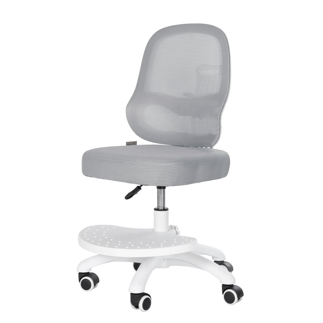 Chaise de bureau enfant smart grow 3D - Ergonomique fauteuil pivotant - Réglable en hauteur - Blanc / gris – Détourage (10/38)