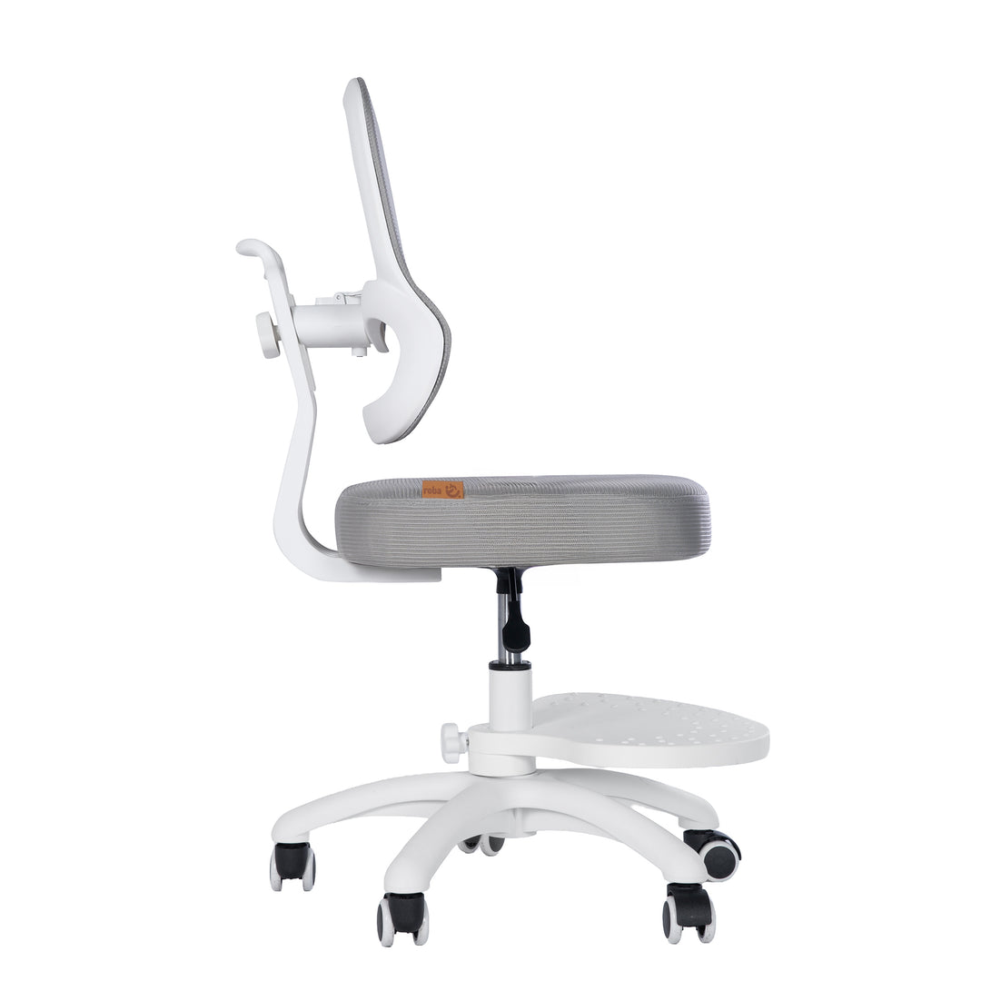 Chaise de bureau enfant smart grow 3D - Ergonomique fauteuil pivotant - Réglable en hauteur - Blanc / gris – Détourage (15/38)