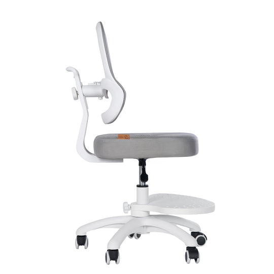 Chaise de bureau enfant smart grow 3D - Ergonomique fauteuil pivotant - Réglable en hauteur - Blanc / gris – Détourage (15/38)