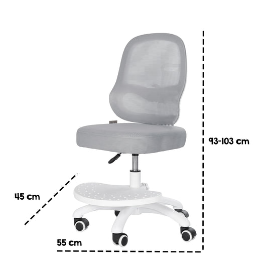 Chaise de bureau enfant smart grow 3D - Ergonomique fauteuil pivotant - Réglable en hauteur - Blanc / gris – Infographie (16/38)