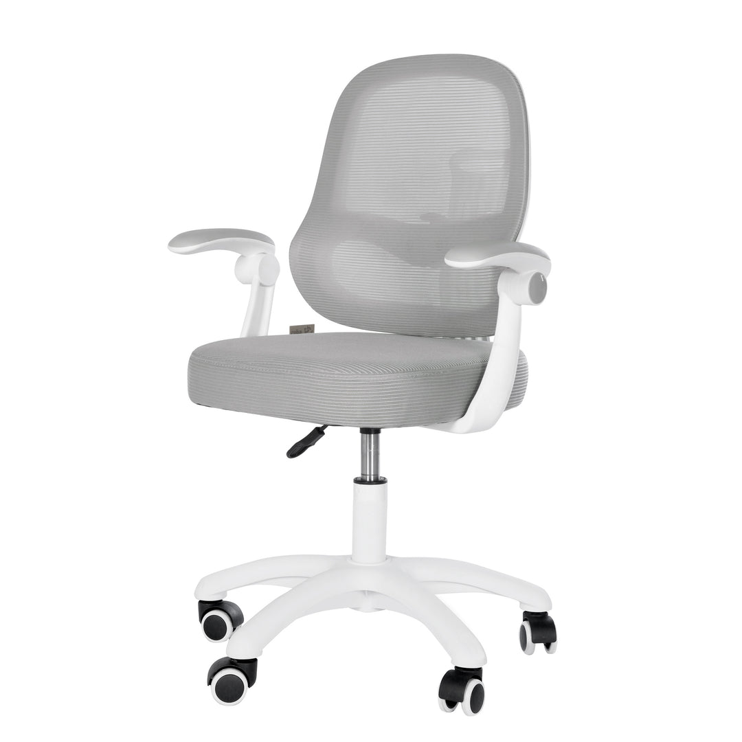Chaise de bureau enfant smart grow 3D - Ergonomique fauteuil pivotant - Réglable en hauteur - Blanc / gris – Détourage (19/38)