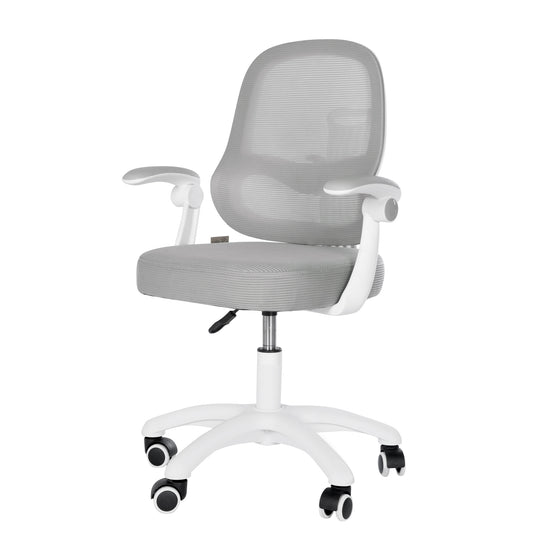 Chaise de bureau enfant smart grow 3D - Ergonomique fauteuil pivotant - Réglable en hauteur - Blanc / gris – Détourage (19/38)