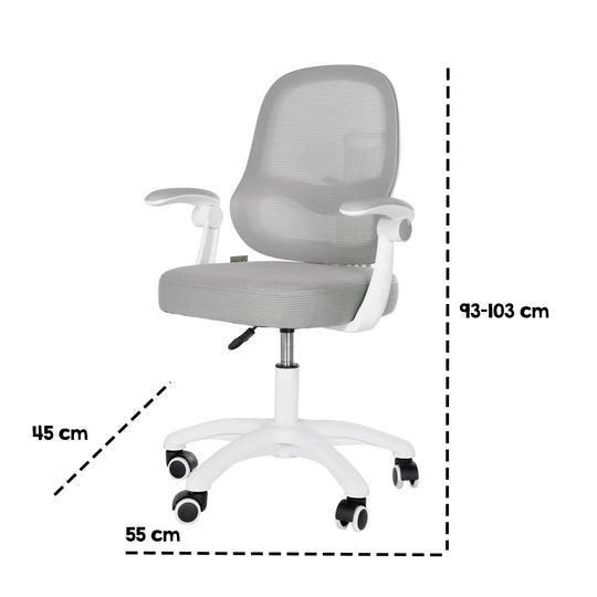 Chaise de bureau enfant smart grow 3D - Ergonomique fauteuil pivotant - Réglable en hauteur - Blanc / gris – Infographie (26/38)