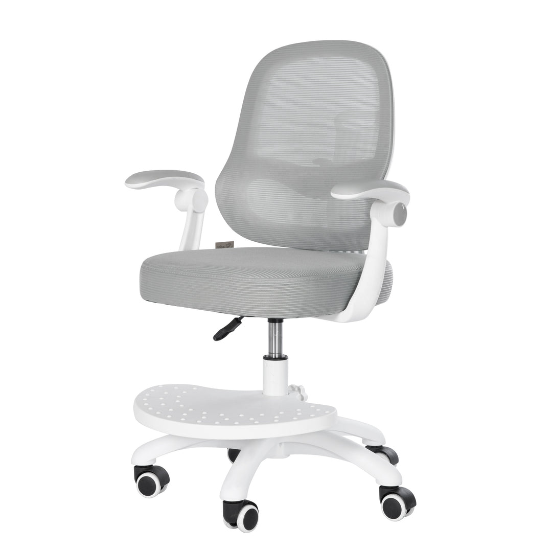 Chaise de bureau enfant smart grow 3D - Ergonomique fauteuil pivotant - Réglable en hauteur - Blanc / gris – Détourage (29/38)