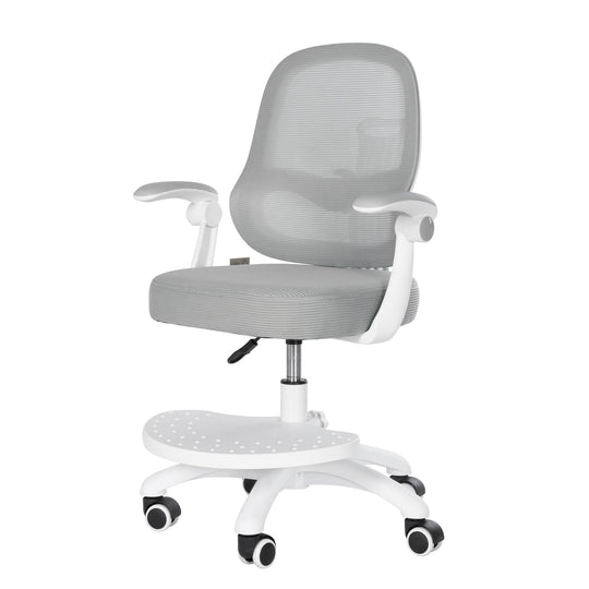 Chaise de bureau enfant smart grow 3D - Ergonomique fauteuil pivotant - Réglable en hauteur - Blanc / gris – Détourage (29/38)
