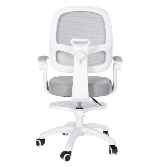 Chaise de bureau enfant smart grow 3D - Ergonomique fauteuil pivotant - Réglable en hauteur - Blanc / gris – Détourage (38/38)