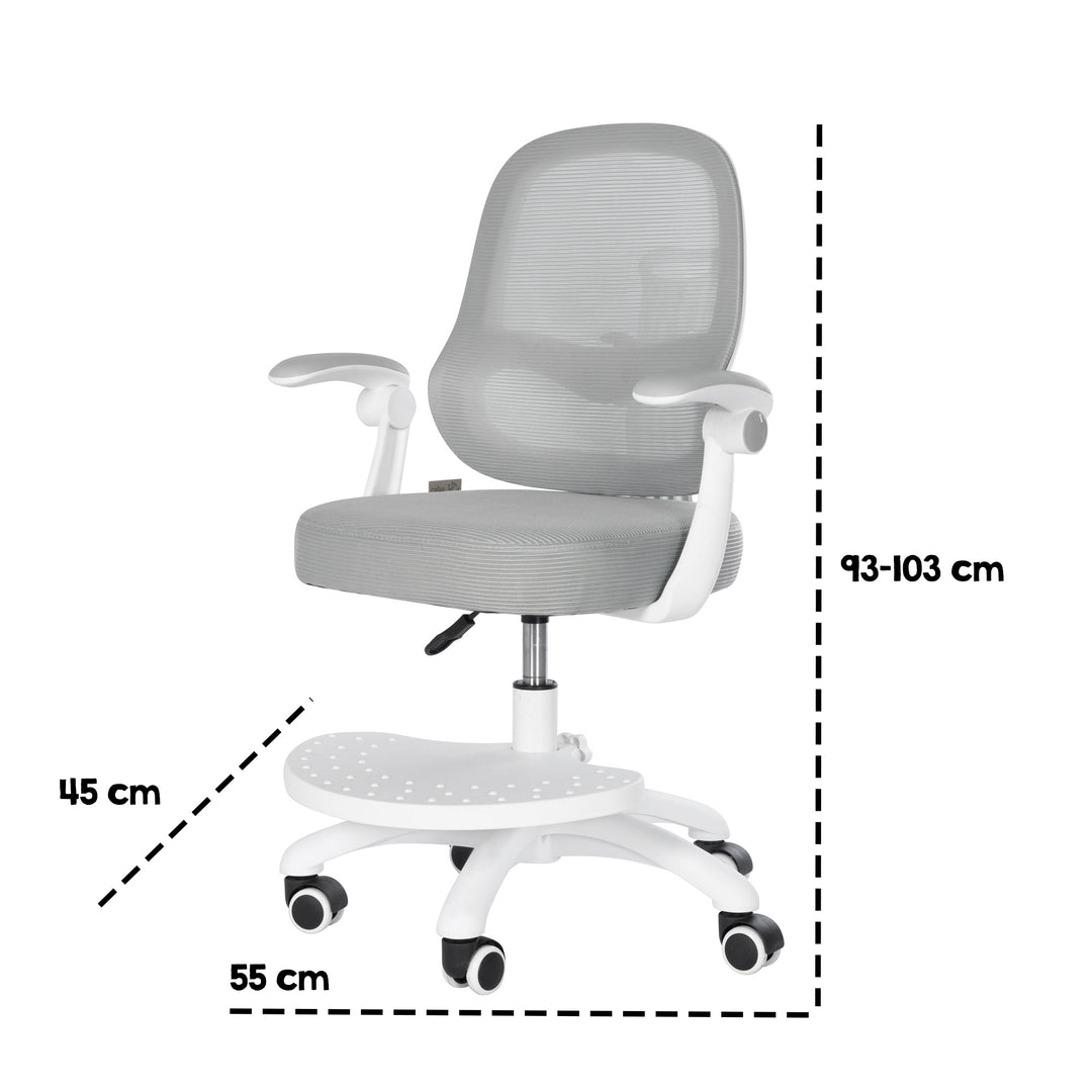 Chaise de bureau enfant smart grow 3D - Ergonomique fauteuil pivotant - Réglable en hauteur - Blanc / gris – Infographie (36/38)
